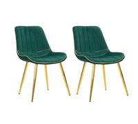 Lot de 2 Chaises en Tissu "Paris" 79cm Vert & Or