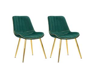 Lot de 2 Chaises en Tissu "Paris" 79cm Vert & Or