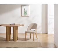 Lot de 2 chaises en tissu texturé et bois d'hévéa - Beige - FUNIRA