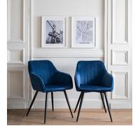 Lot de 2 chaises en velours bertille bleues