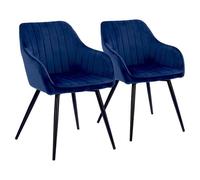 Lot de 2 chaises en velours bertille bleues