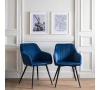 Lot de 2 chaises en velours bertille bleues