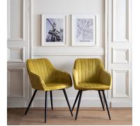 Lot de 2 chaises en velours BERTILLE moutarde