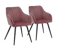 Lot de 2 chaises en velours bertille roses