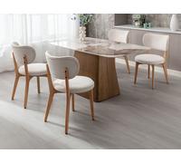 Vente-unique - Lot de 2 chaises en Velours côtelé et Bois d'hévéa - Blanc - Toriel - Salle à Manger - Scandinave