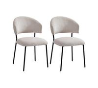 Lot de 2 chaises en velours côtelé et métal noir - Beige - ALAYIS