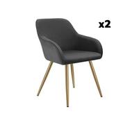 tectake® Lot de 2 Chaises de Salle à Manger rembourrées Modernes en Velours Côtelé Fauteuil Salon Scandinave Pieds en Acier Élégant avec Accoudoirs pour Coiffeuse, Chambre, Coiffeuse