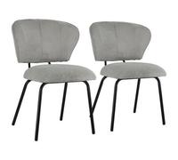 Lot de 2 chaises en velours côtelé gris clair nilsa