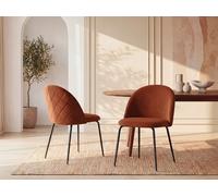 Lot de 2 chaises en velours et acier inoxydable noir - Terracotta - MELBOURNE