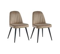 Vente-unique - Lot de 2 chaises en Velours et métal Noir - Beige - Eleana - Salle à Manger