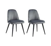 Lot de 2 chaises en velours et métal noir - Gris - ELEANA