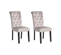 Lot de 2 Chaises en Velours Gris Capitonné avec Anneau au Dossier Haut Velva