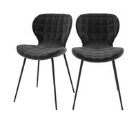 Lot de 2 chaises en velours noir - Mazzia - Maison Pavane