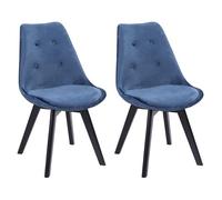 Lot de 2 chaises en velours nora bleues avec coussin