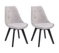 Lot de 2 chaises en velours nora grises avec coussin