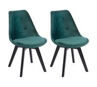 Lot de 2 chaises en velours nora vertes avec coussin