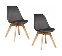 Lot de 2 chaises en velours style scandinave ""Helsinki"" Atmosphera - 55 2x48x81 - Gris foncé