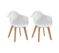 Lot de 2 chaises enfant avec accoudoirs en polypropylène et hêtre - Blanc - POUPINETTE