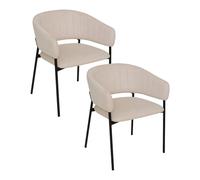 Lot de 2 chaises fauteuil rembourrés en tissu beige - Longueur 59 x Profondeur 55 x Hauteur 78,5 cm