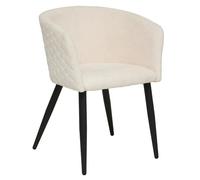 Lot de 2 chaises fauteuil rembourrés en tissu coloris ivoire - Longueur 55 x Profondeur 55 x Hauteur 76 cm