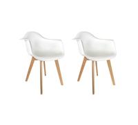Lot de 2 Chaises Fauteuils - HOME DECO FACTORY - Bi-Matière - Scandinave - Blanches