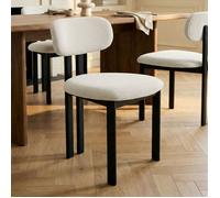 Lot de 2 Chaises FRANCA en Tissu Blanc, Chaise de Salle à Manger et Cuisine au Look Moderne, Pieds en métal
