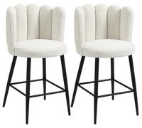 Lot de 2 chaises hautes tabourets de bar avec repose-pieds acier tissu effet laine bou hauteur 65 cm crššme noir