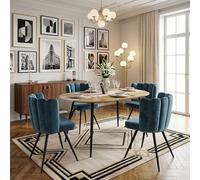 Paris Prix Chaise design Ariel – Effet velours – Bleu canard