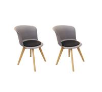 Lot de 2 Chaises - HOME DECO FACTORY - ENKO - Design à coque rigide - Assise avec galette - Bois brut