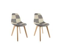 Lot de 2 Chaises - HOME DECO FACTORY - Scandinaves - Patchwork - Noir et Blanc