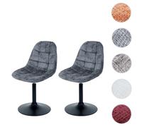 Mendler Chaises de salle à manger HWC-A60 pivotantes acier chenille 465 g/m² Gris foncé - Lot de 2
