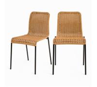 Lot de 2 chaises intérieur/extérieur en résine tressée naturelle - Sirivara - Maison Pavane