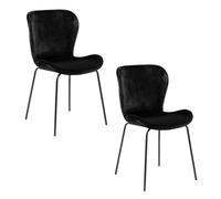 Lot de 2 chaises Léonce en velours et métal - Noir