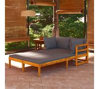 vidaXL Bains de soleil Bois d'acacia avec coussins gris foncé 2 pcs