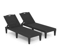 Lot De 2 Chaises Longues Jardin 156,21 X 54,61 X 82,55 Cm Dossier Réglable Confortable Design Moderne En Pp Noir Helloshop26 20_0011794 Multicolore