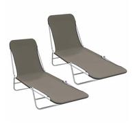 Lot de 2 chaises longues pliables - Gris - 56 x 182 x 24.5 cm