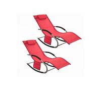 Lot de 2 Chaises Longues Pliables pour Jardin, Transat Confortable Rouge