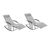 SoBuy lot 2 chaises à bascule jardin chaises à bascule extérieures Gris Moderne OGS28-HGx2
