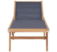 Lot de 2 chaises longues pliantes avec roulettes en teck massif et | Dossier réglable 5 positions, poignée et roues, pour jardin, patio, piscine