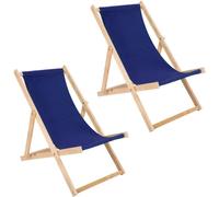 Lot de 2 chaises longues pliantes bleues en bois - chaise longue pliante, chaise longue de plage, chaise longue pliante en bois, chaise longue de plage, au prix de