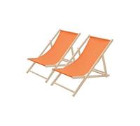 Lot de 2 Chaises Longues Pliantes en Bois Chiliennes, Orange, Dossier