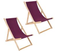 Lot de 2 chaises longues pliantes en bois, couleur bordeaux - chaise pliante, chaise longue pliante, chaise de plage, chaise de plage en bois, chaise pliante de plage