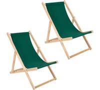 Lot de 2 chaises longues pliantes vertes en bois - chaise longue pliante, chaise longue de plage, chaise longue pliante en bois, chaise longue de plage en