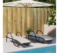 Lot de 2 chaises longues vidaXL - Marron