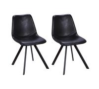 Vente-unique - Lot de 2 chaises LUBINE - Simili - Noir - Salle à Manger