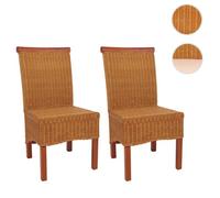 Lot de 2 chaises M42 salle à manger, rotin/bois, 46x50x96cm ~ sans coussins