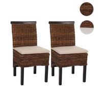 Lot de 2 chaises M45, banane tressée, 47x54x93cm ~ pieds foncés, avec coussin