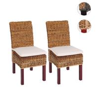 Lot De 2 Chaises M69, Banane Tressée Pieds Marrons, Avec Coussins Multicolore