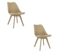 Lot de 2 chaises Mark en polypropylène et similicuir beige - Réf. VK8681847463078