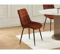 Lot de 2 chaises matelassées - Velours et métal noir - Terracotta - OLLUA